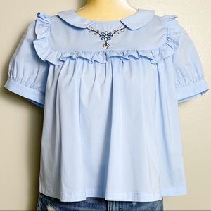 Cottagecore Babydoll Style Top w/Statement Collar